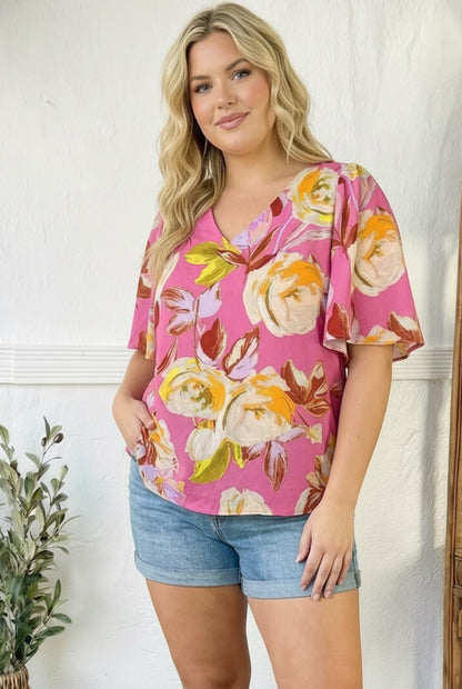 Floral Muse V Neck Blouse - Bitsy Gypsy Boutique
