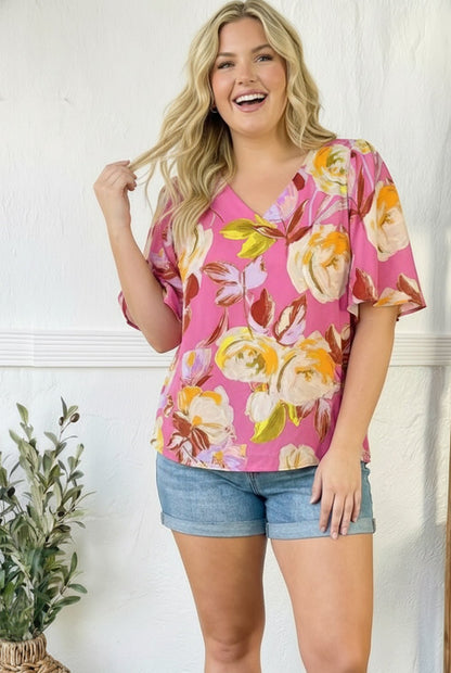 Floral Muse V Neck Blouse - Bitsy Gypsy Boutique