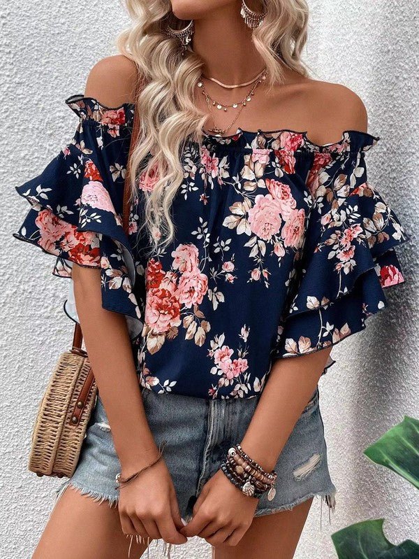 Floral off shoulder blouse - Bitsy Gypsy Boutique