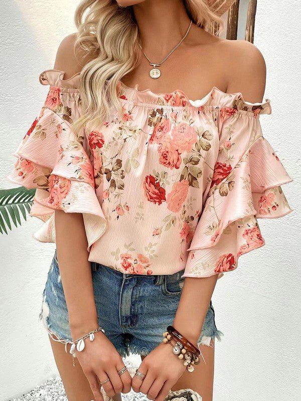 Floral off shoulder blouse - Bitsy Gypsy Boutique