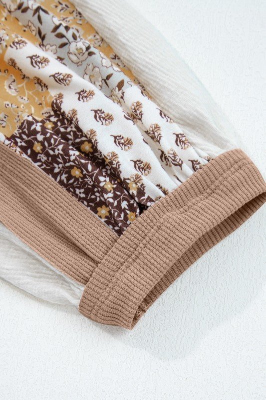 Floral Patchwork Long Sleeve Blouse - Bitsy Gypsy Boutique