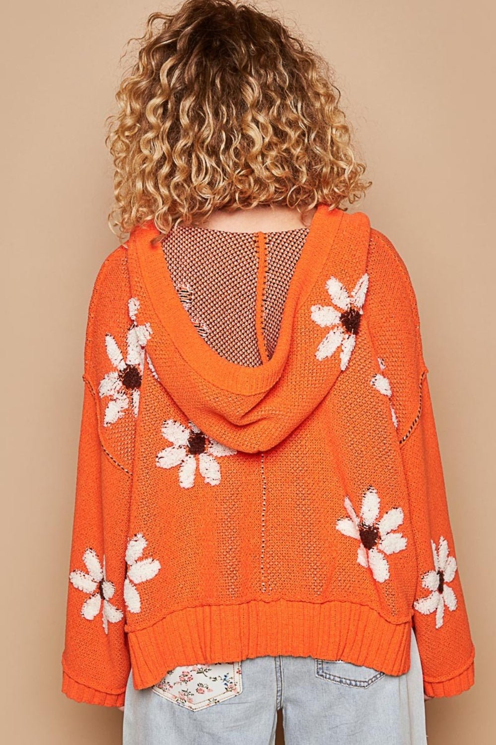 Floral Pattern Hooded High - Low Sweater - Bitsy Gypsy Boutique