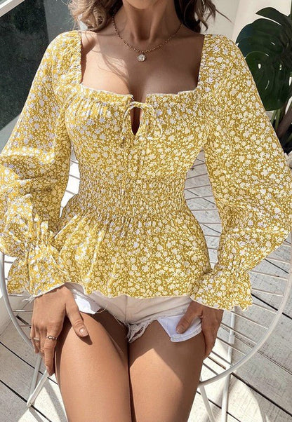 Floral Peplum Blouse - Bitsy Gypsy Boutique