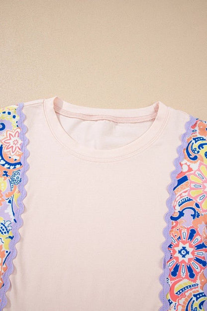 Floral Plaid Patchwork Puff Sleeve Blouse - Bitsy Gypsy Boutique