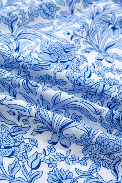 Floral Pleated Square Neck Puff Sleeve Blouse - Bitsy Gypsy Boutique