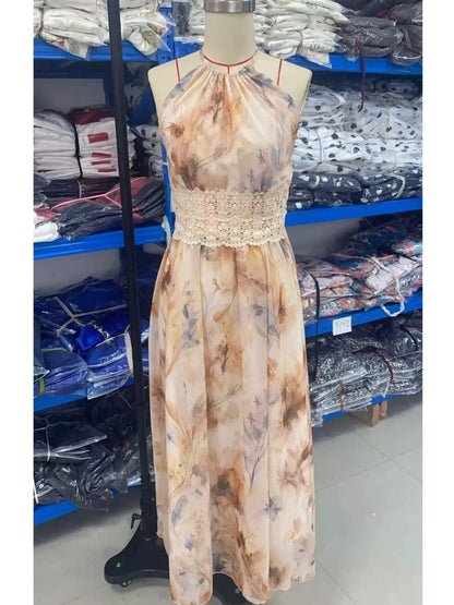 Floral Print Halter Neck Maxi Dress - Bitsy Gypsy Boutique