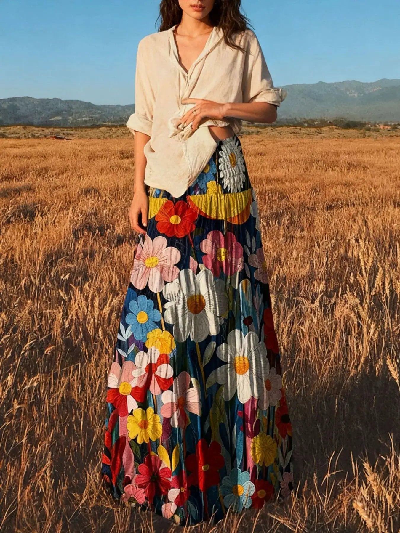Floral Print High-Waisted Maxi Skirt - Bitsy Gypsy Boutique