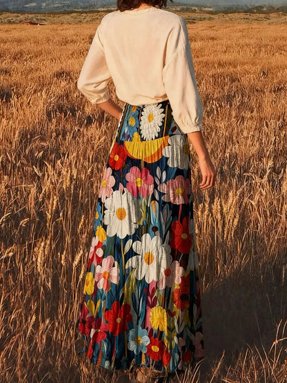 Floral Print High-Waisted Maxi Skirt - Bitsy Gypsy Boutique