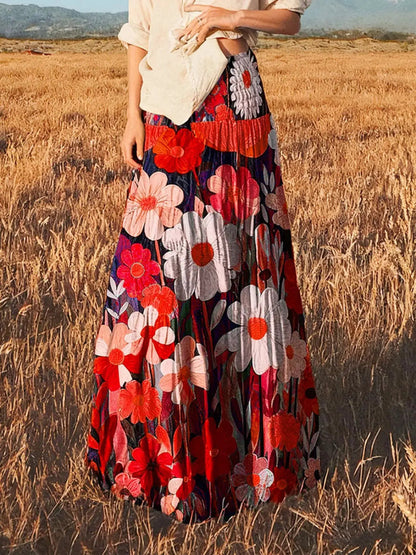 Floral Print High-Waisted Maxi Skirt - Bitsy Gypsy Boutique