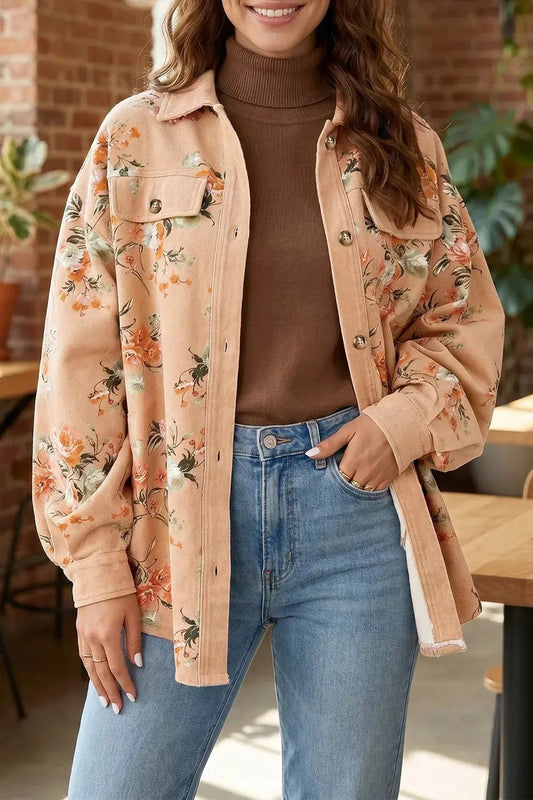Floral Print Long Sleeve Denim Jacket - Bitsy Gypsy Boutique