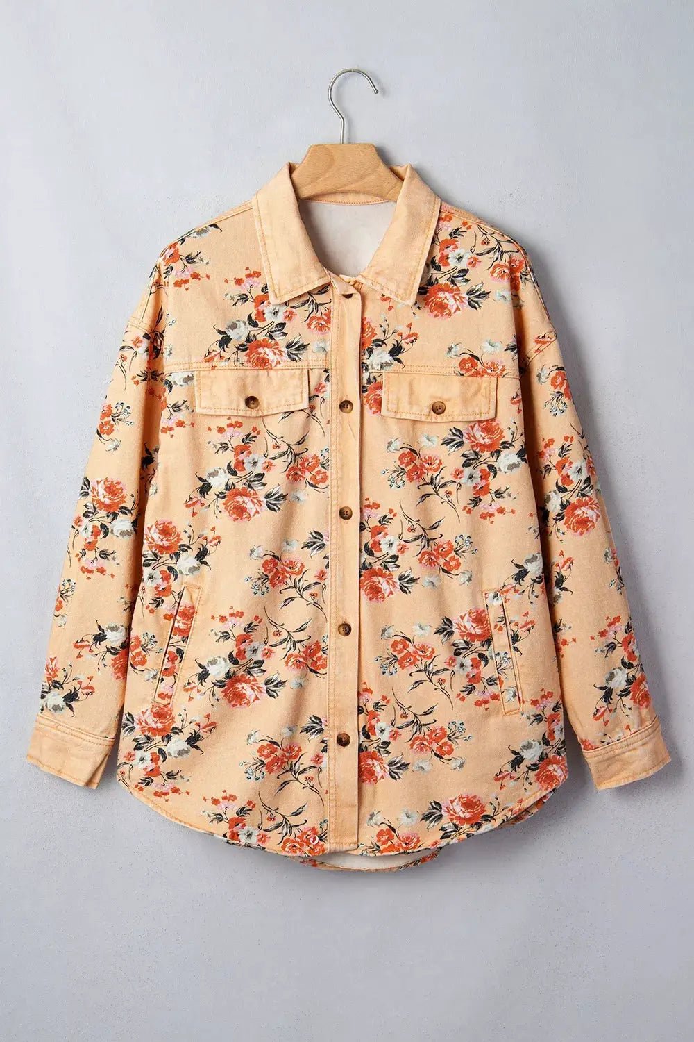 Floral Print Long Sleeve Denim Jacket - Bitsy Gypsy Boutique