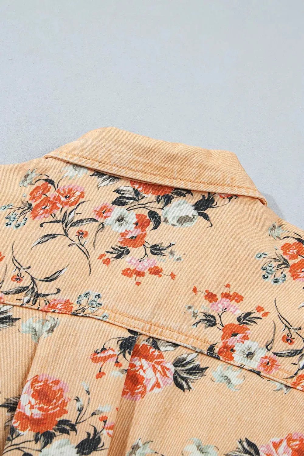 Floral Print Long Sleeve Denim Jacket - Bitsy Gypsy Boutique