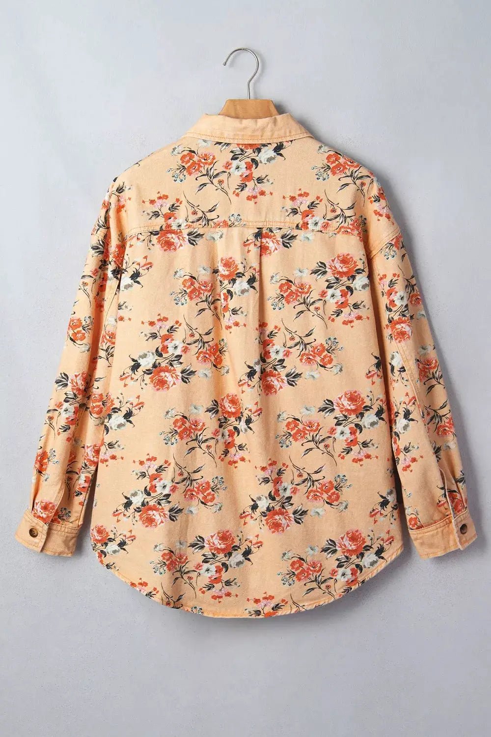 Floral Print Long Sleeve Denim Jacket - Bitsy Gypsy Boutique