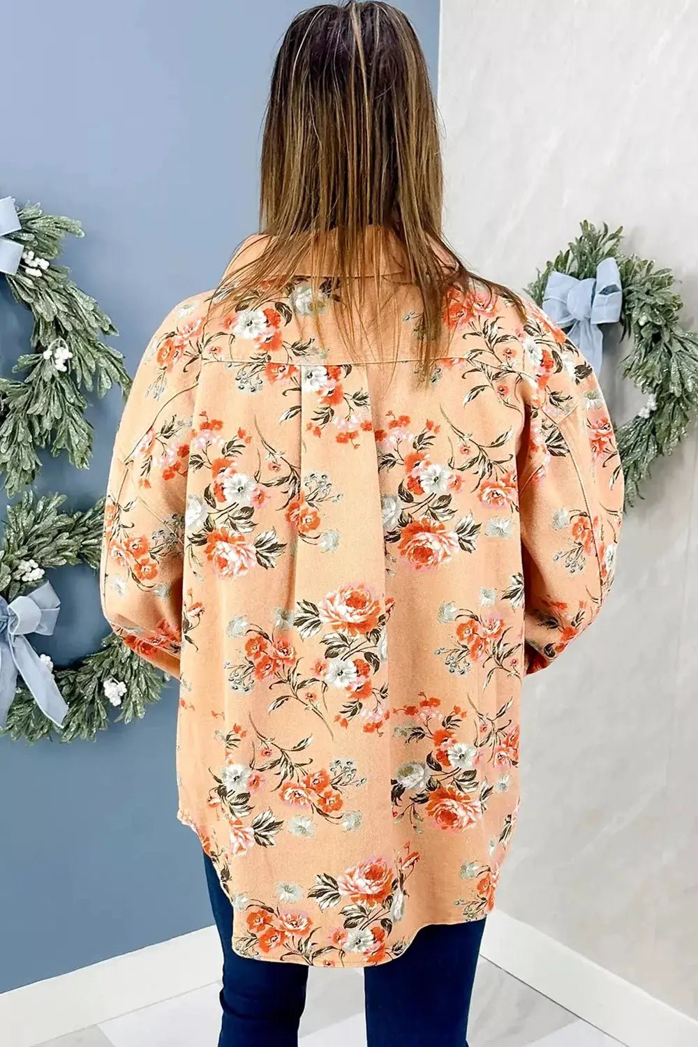 Floral Print Long Sleeve Denim Jacket - Bitsy Gypsy Boutique