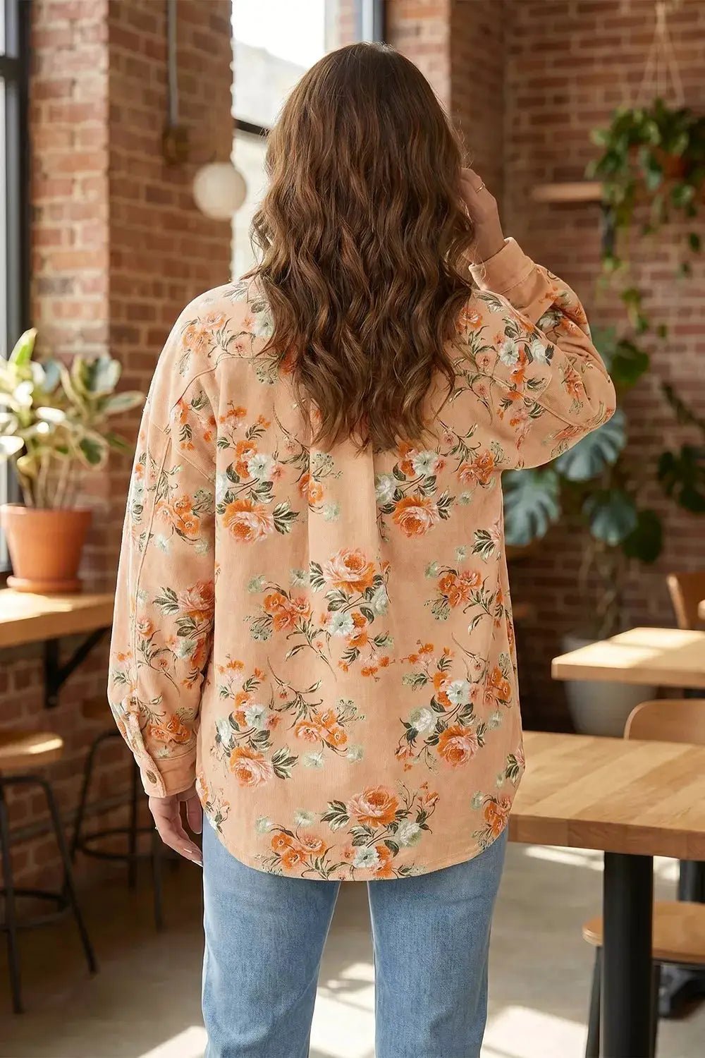 Floral Print Long Sleeve Denim Jacket - Bitsy Gypsy Boutique