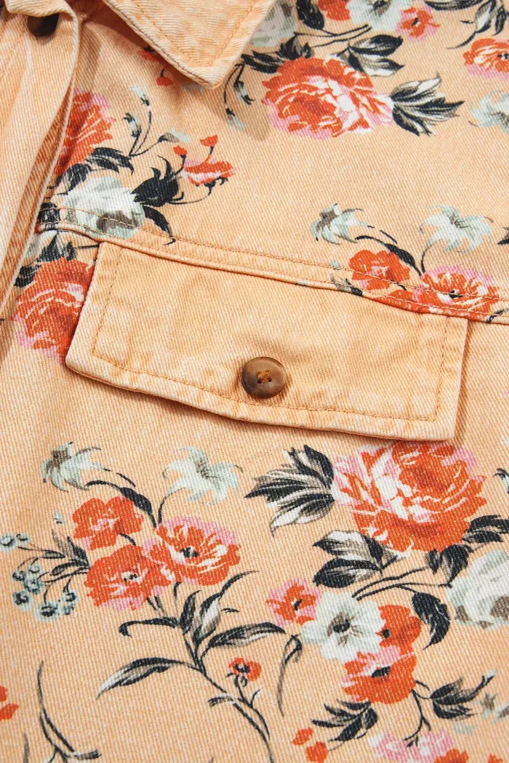Floral Print Long Sleeve Denim Jacket - Bitsy Gypsy Boutique