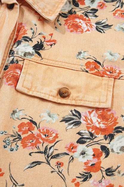 Floral Print Long Sleeve Denim Jacket - Bitsy Gypsy Boutique