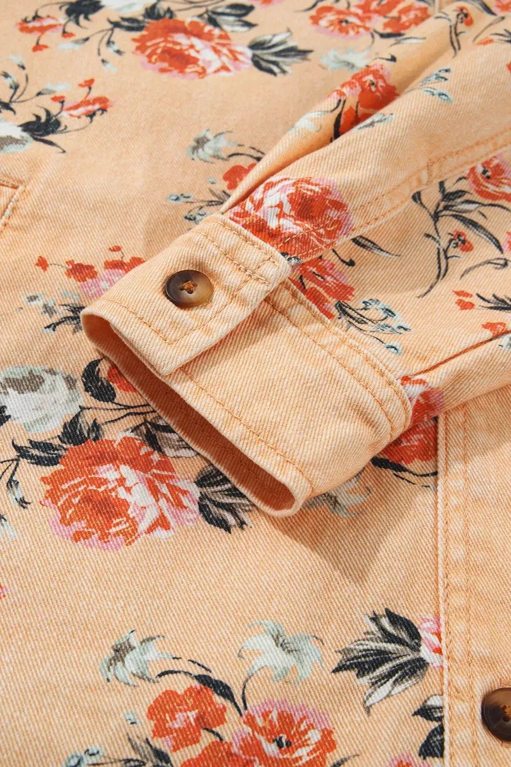 Floral Print Long Sleeve Denim Jacket - Bitsy Gypsy Boutique