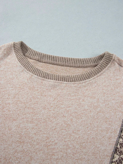Floral Print Round Neck Long Sleeve Shift Top - Bitsy Gypsy Boutique