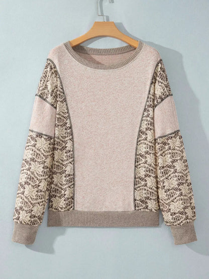 Floral Print Round Neck Long Sleeve Shift Top - Bitsy Gypsy Boutique