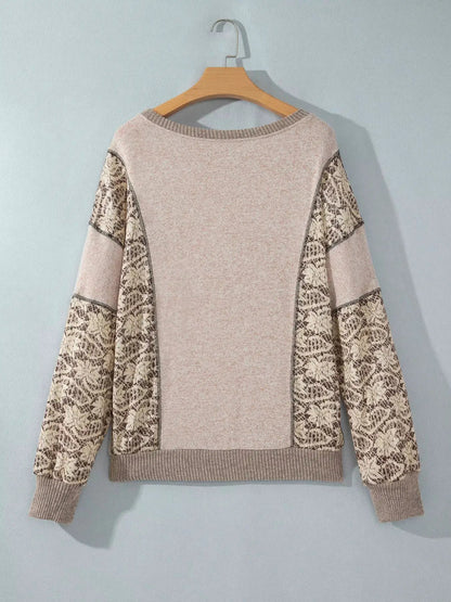 Floral Print Round Neck Long Sleeve Shift Top - Bitsy Gypsy Boutique