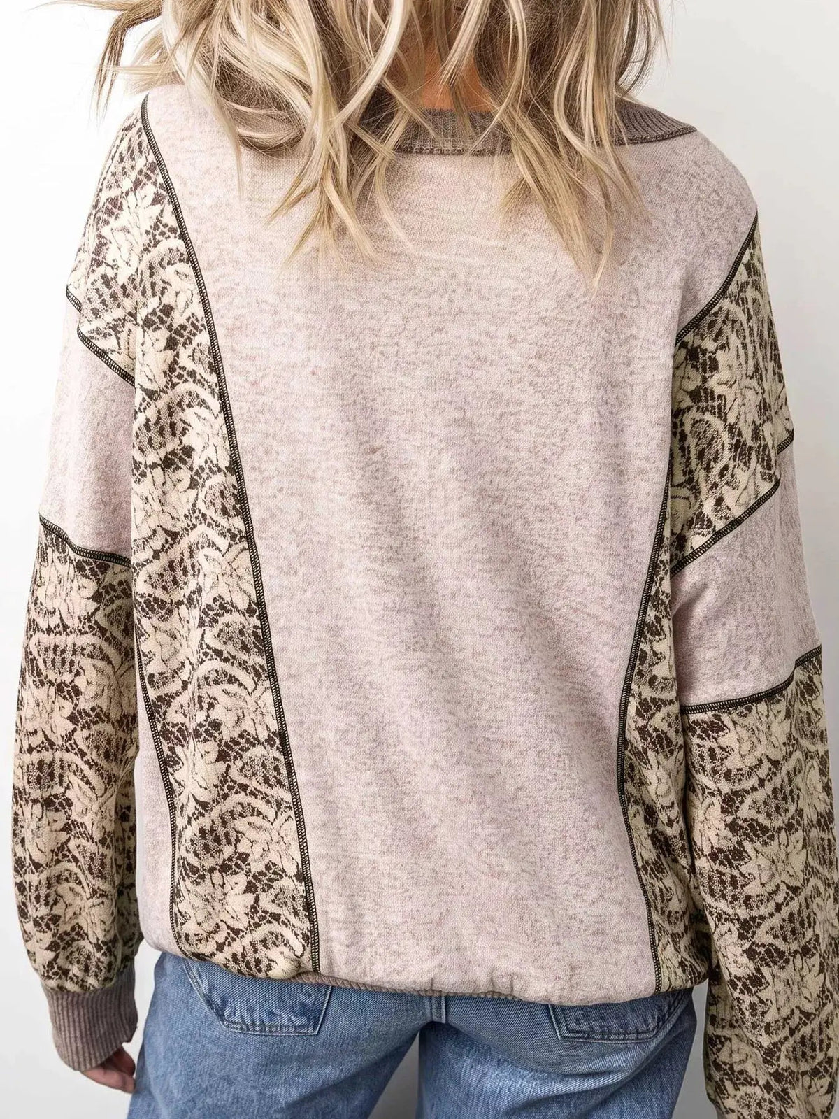 Floral Print Round Neck Long Sleeve Shift Top - Bitsy Gypsy Boutique