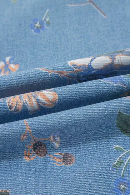 Floral Print Wide-Leg Jeans by Trendsi