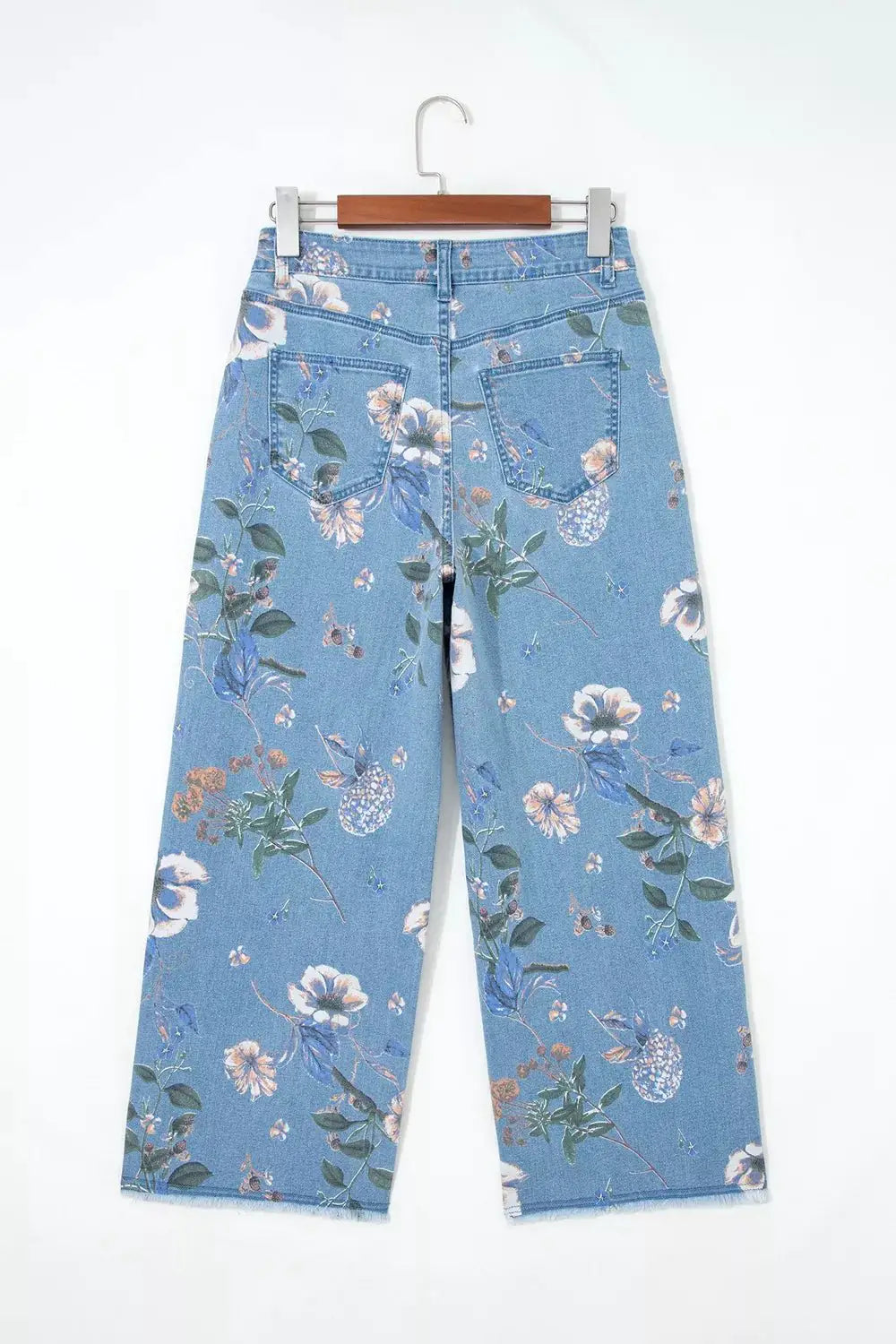 Floral Print Wide-Leg Jeans by Trendsi