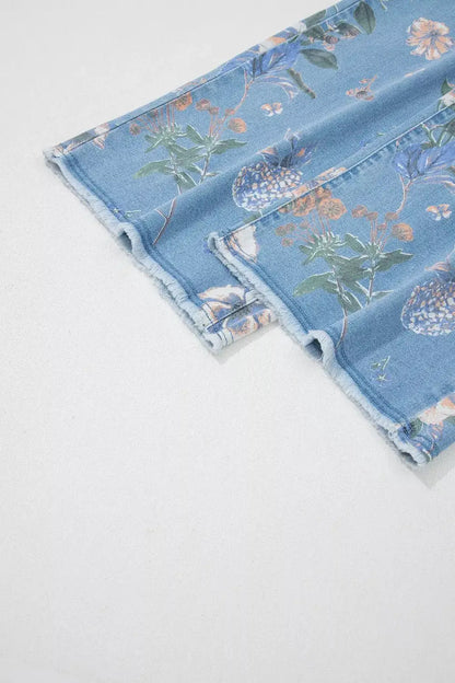 Floral Print Wide-Leg Jeans by Trendsi