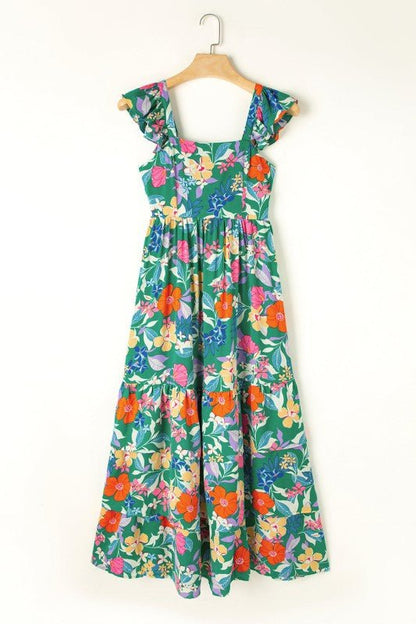 Floral Sleeveless Ruffle Tiered Maxi Dress - Bitsy Gypsy Boutique