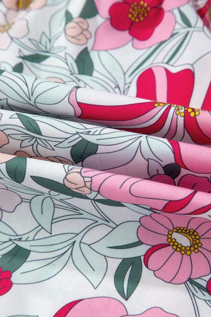 Floral Stripe Patchwork Ruffle Short Sleeve Blouse - Bitsy Gypsy Boutique