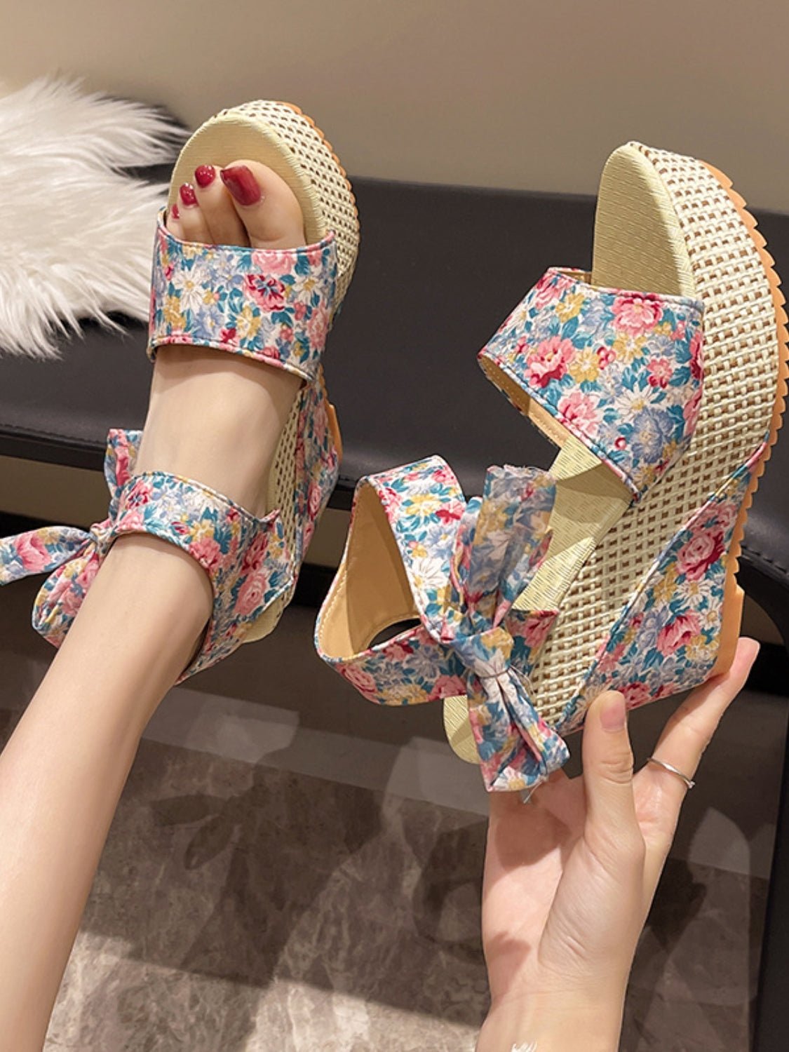 Floral Tied High Heel Sandals - Bitsy Gypsy Boutique