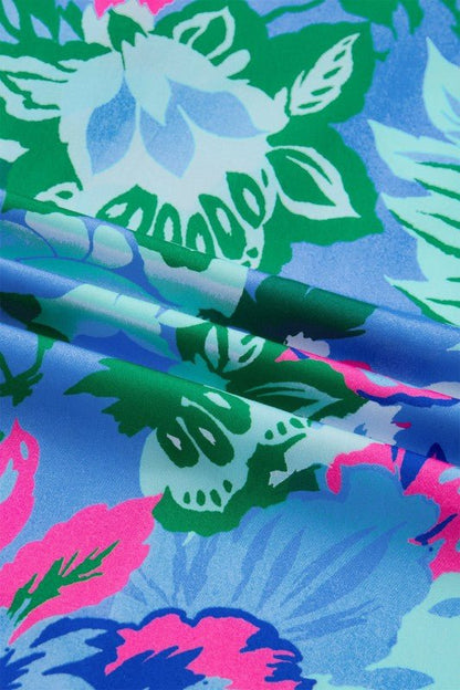 Floral V - Neck Puff Sleeve Blouse - Bitsy Gypsy Boutique