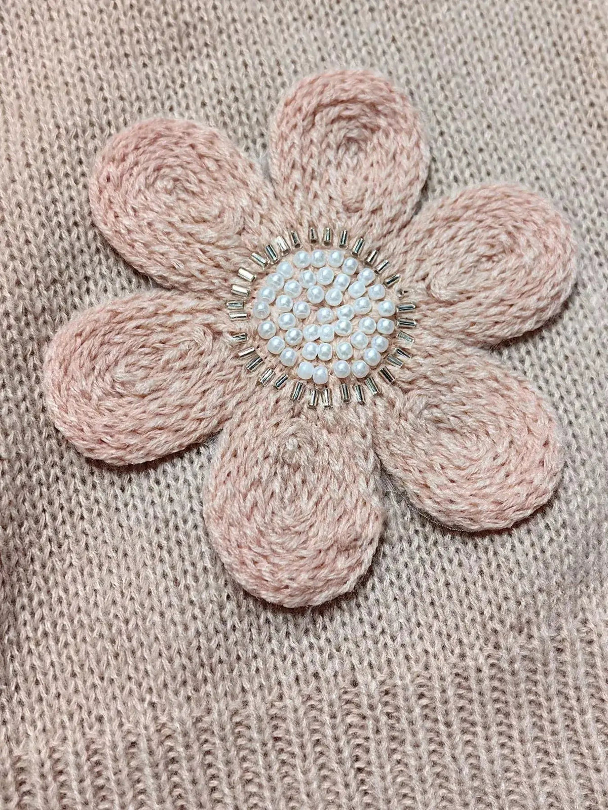 Flower Contrast Trim Dropped Shoulder Sweater - Bitsy Gypsy Boutique