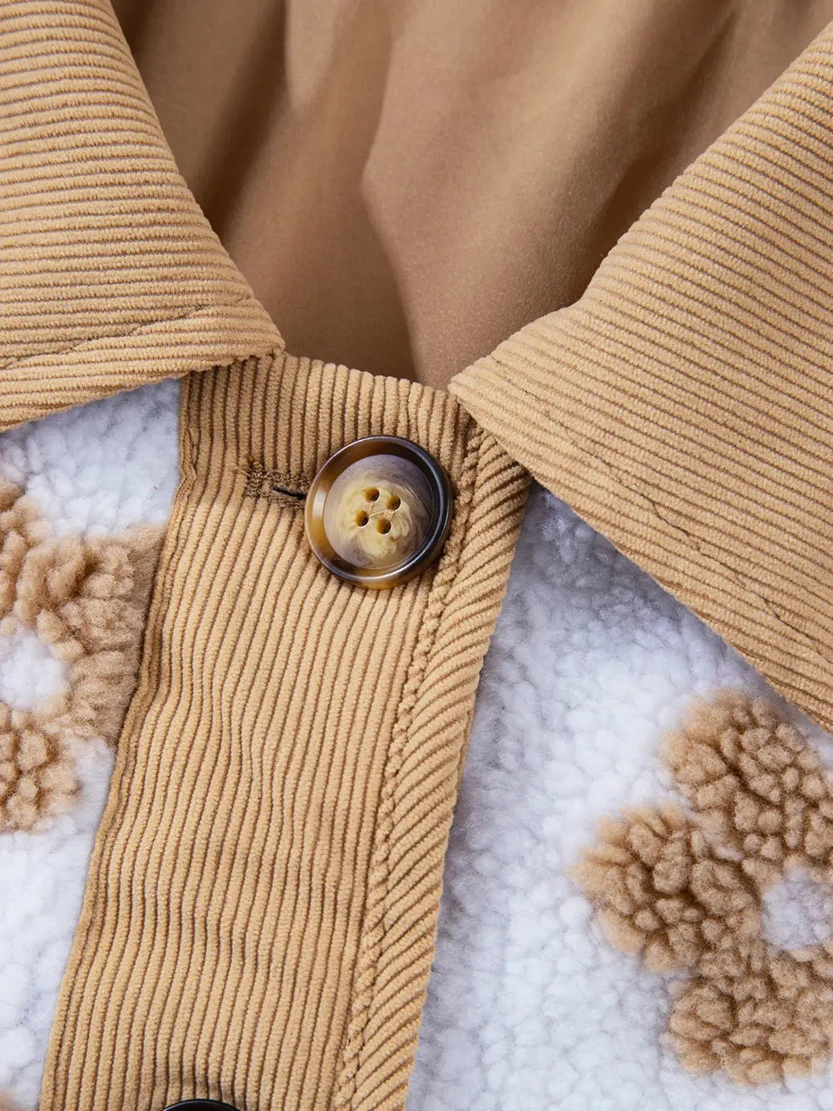 Flower Pattern Button Up Fleece Jacket - Bitsy Gypsy Boutique