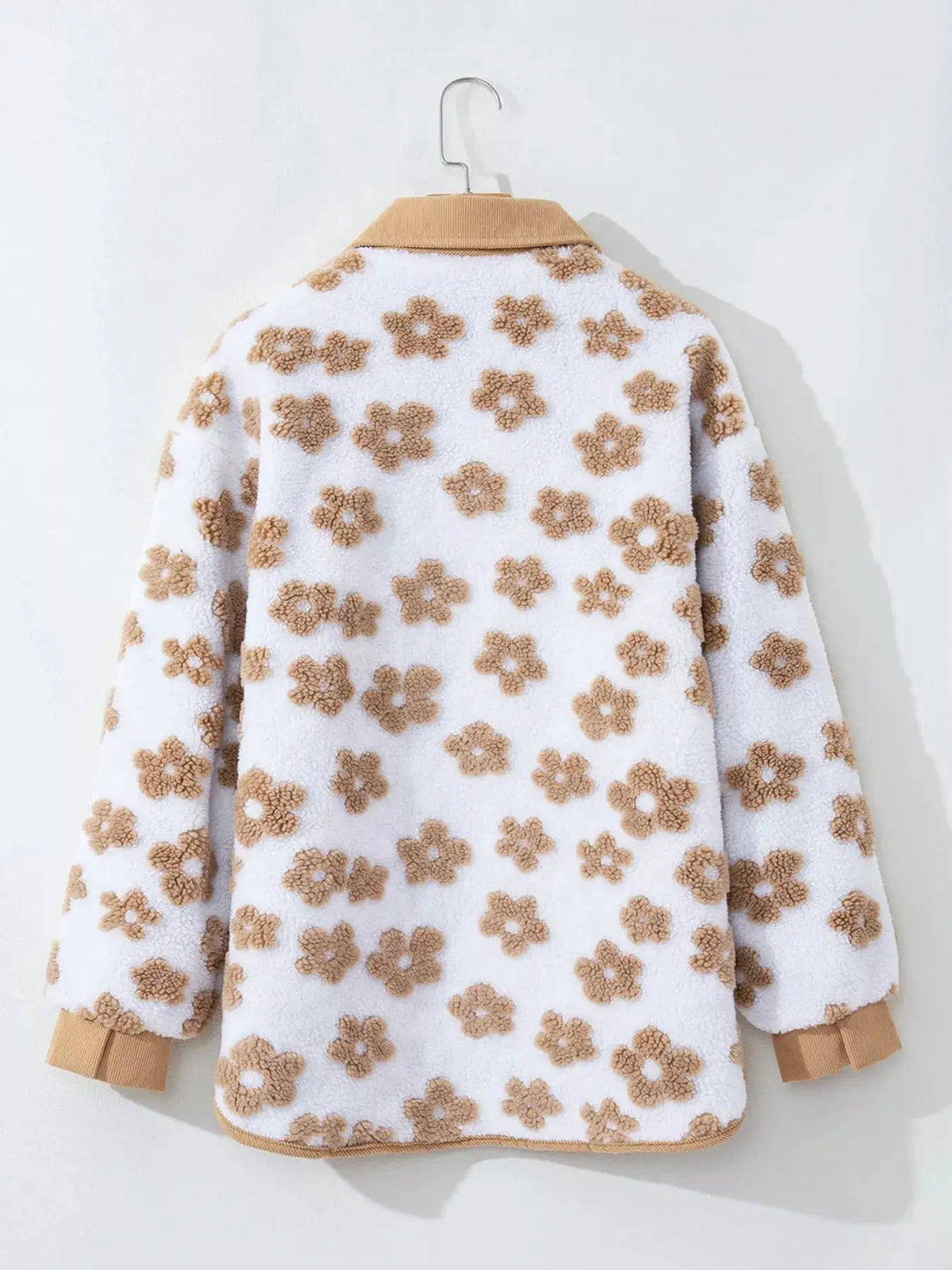 Flower Pattern Button Up Fleece Jacket - Bitsy Gypsy Boutique