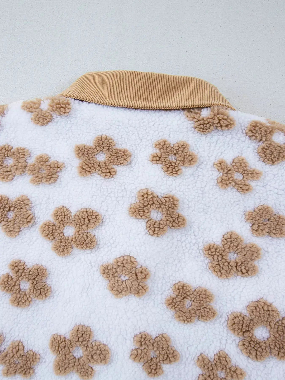 Flower Pattern Button Up Fleece Jacket - Bitsy Gypsy Boutique