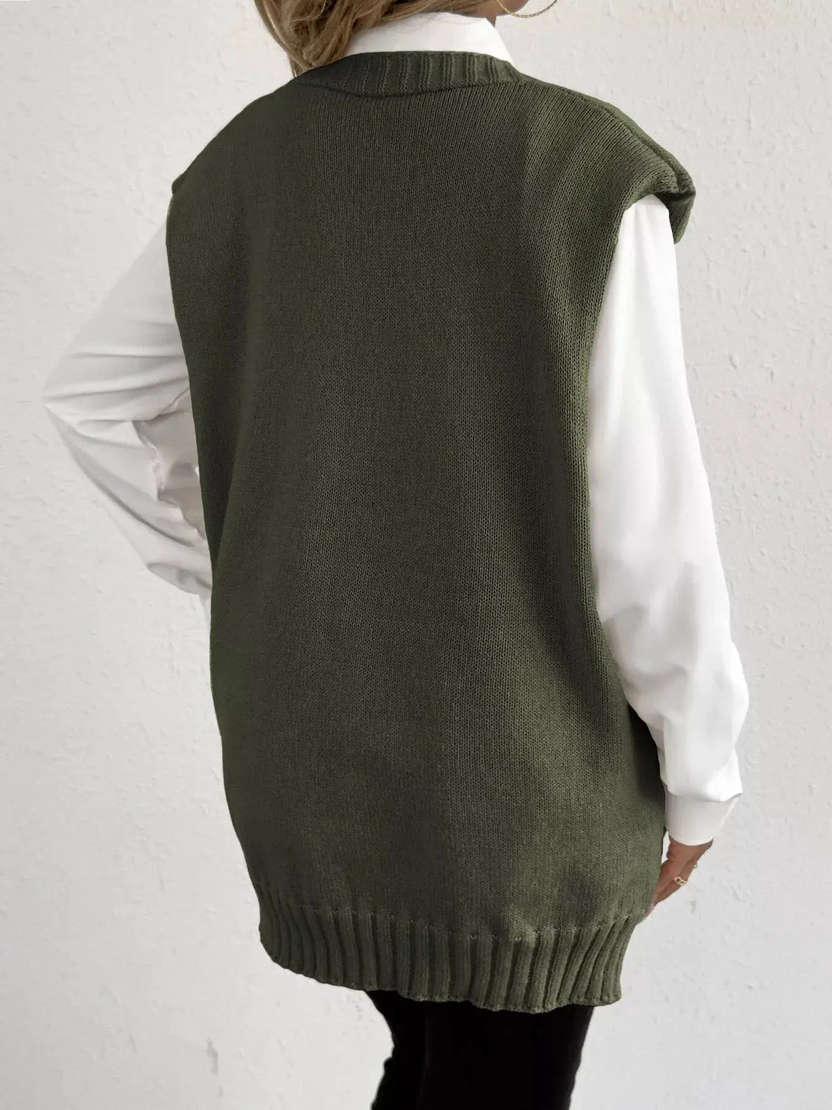 Flower V-Neck Sleeveless Cardigan - Bitsy Gypsy Boutique