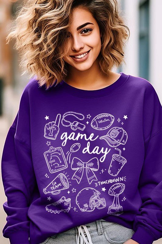 Football Doodles Graphic Sweatshirt - Bitsy Gypsy Boutique