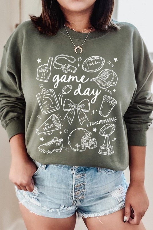 Football Doodles Graphic Sweatshirt - Bitsy Gypsy Boutique