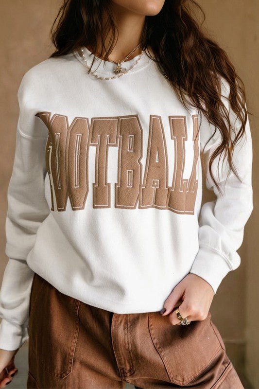 FOOTBALL Drop Shoulder Crewneck Sweatshirt - Bitsy Gypsy Boutique