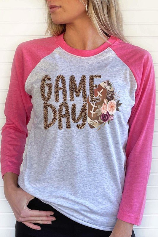 Football Game Day Floral Graphic Raglan - Bitsy Gypsy Boutique