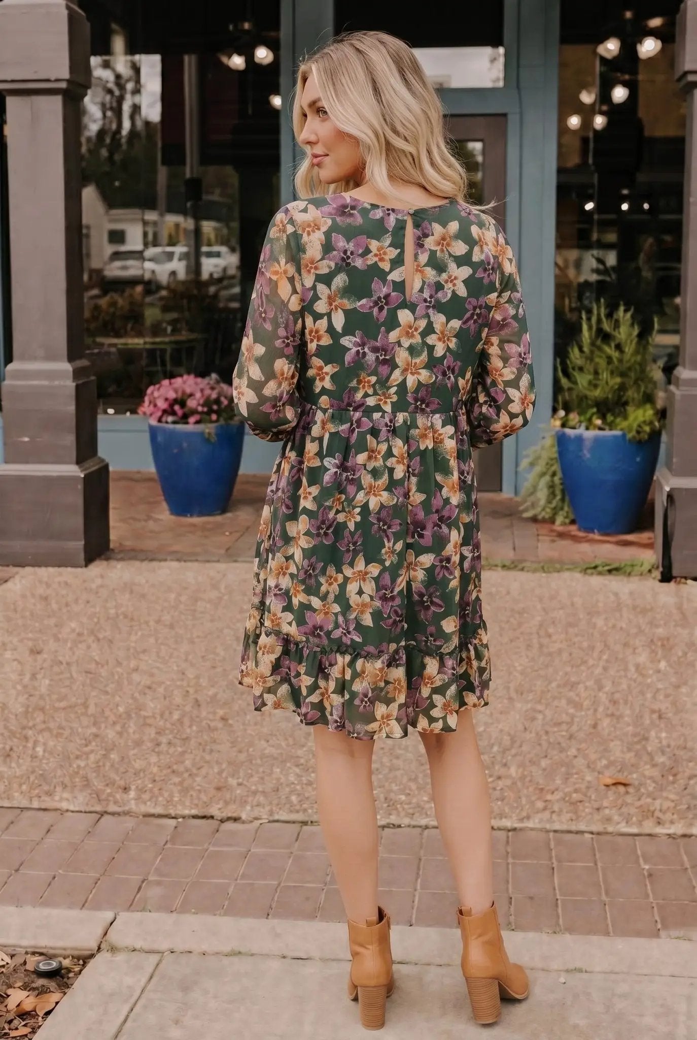 Forest Blooms Long Sleeve Mini Dress by Gilli