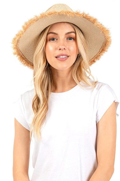 Frayed Band 2 Tone Straw Sun Hat - Bitsy Gypsy Boutique