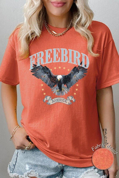 Freebird Eagle Graphic Heavy Cotton Tee - Bitsy Gypsy Boutique