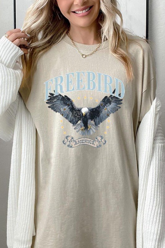 Freebird Eagle Graphic Heavy Cotton Tee - Bitsy Gypsy Boutique