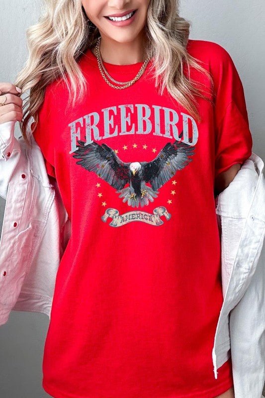 Freebird Eagle Graphic Heavy Cotton Tee - Bitsy Gypsy Boutique