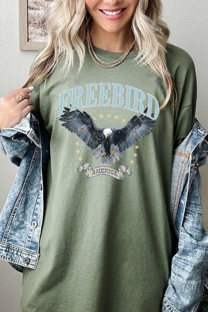 Freebird Eagle Graphic Heavy Cotton Tee - Bitsy Gypsy Boutique