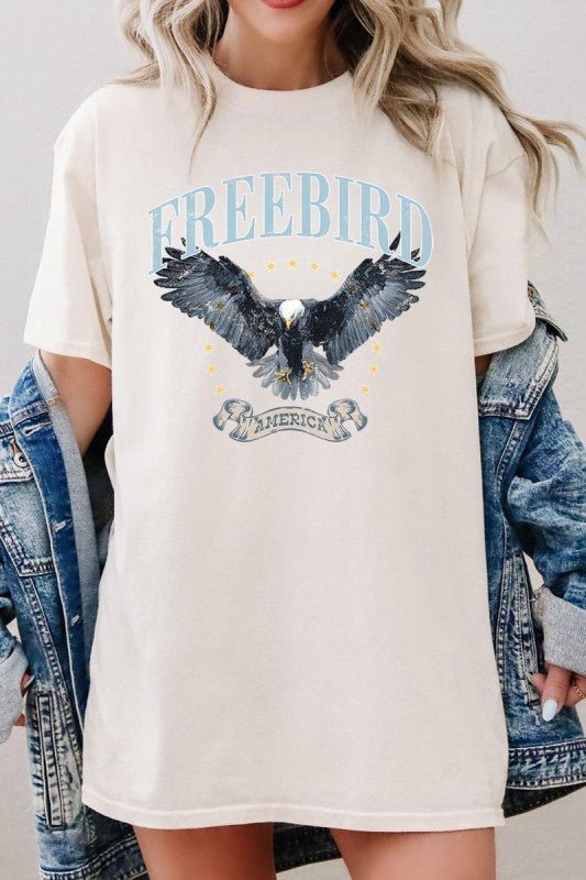 Freebird Eagle Graphic Heavy Cotton Tee - Bitsy Gypsy Boutique
