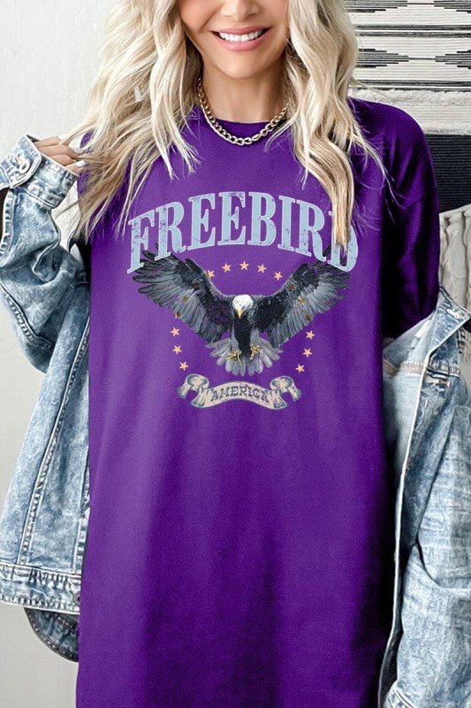 Freebird Eagle Graphic Heavy Cotton Tee - Bitsy Gypsy Boutique